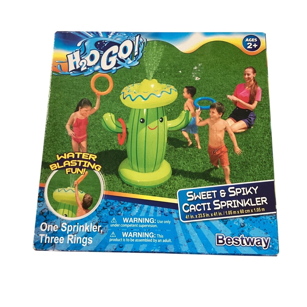 Bestway H2OGO Sweet & Spiky Cacti Inflatable Kids Water Sprinkler Ring Toss 41in